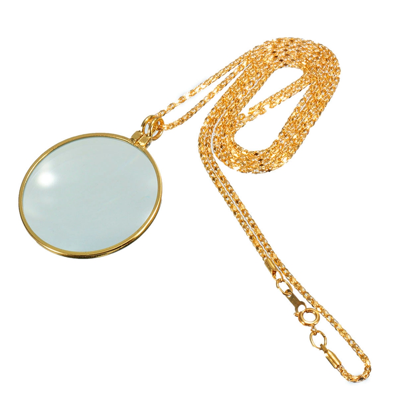 fashion design new 6x 1-3/4'' glass lens pendant necklace magnifier w/ 36'' gold /silver chain fashion design new 6x 1-3/4'' glass lens pendant necklace magnifier w/ 36'' gold /silver chain