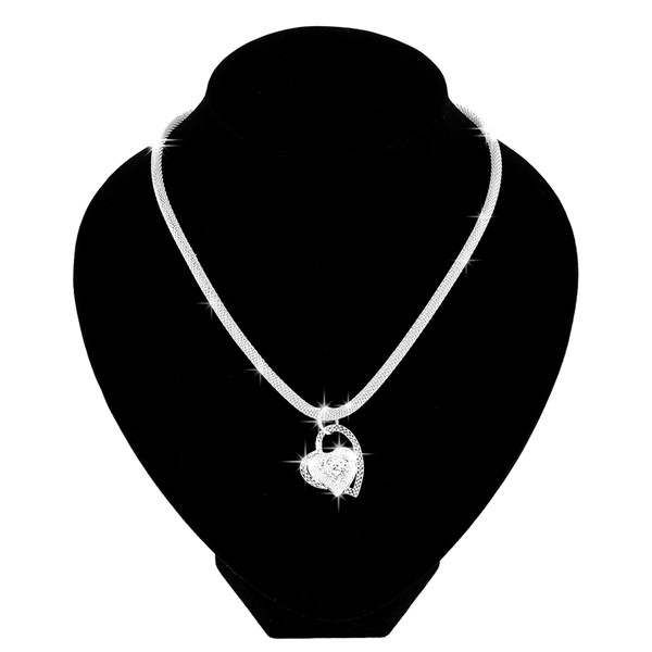 fashion new style sterling silver double heart pendant necklace chain best girls women jewelry gift fashion new style sterling silver double heart pendant necklace chain best girls women jewelry gift