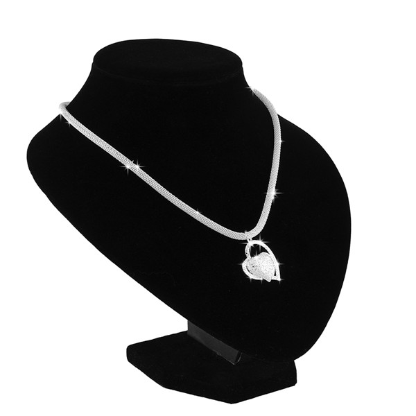fashion new style sterling silver double heart pendant necklace chain best girls women jewelry gift