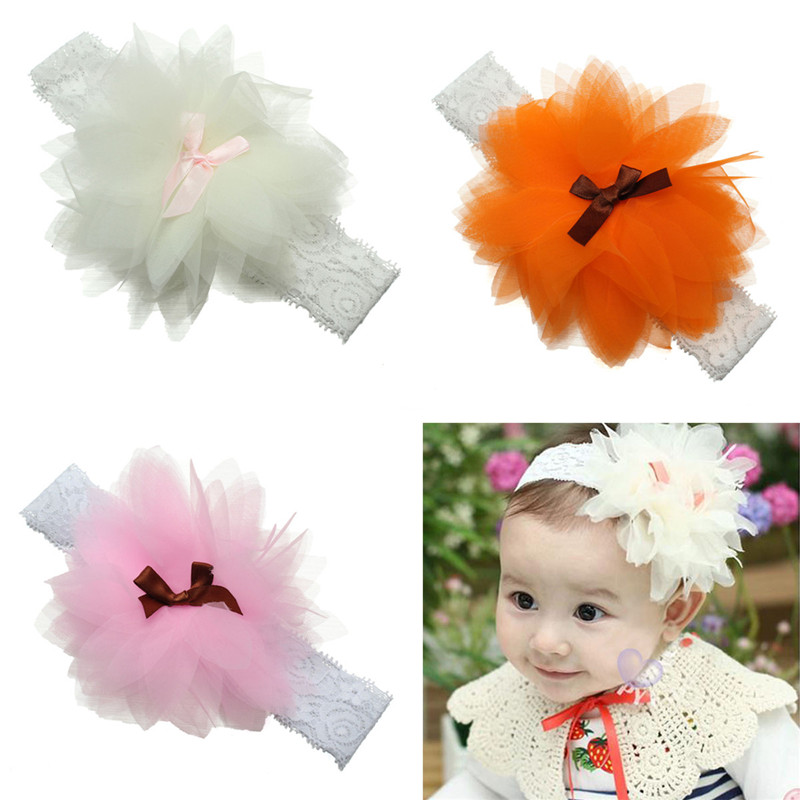 fashion style sweet baby kid girls flower lace headband infant soft elastic hairband hairlace hair accessories