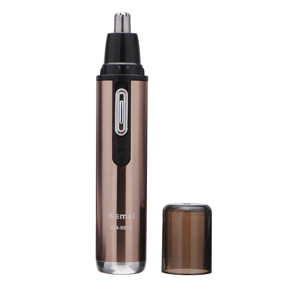hign quality simple design portable safely kemei km-6619 rechargeable nose & ear hair removal trimmer home travel champagne