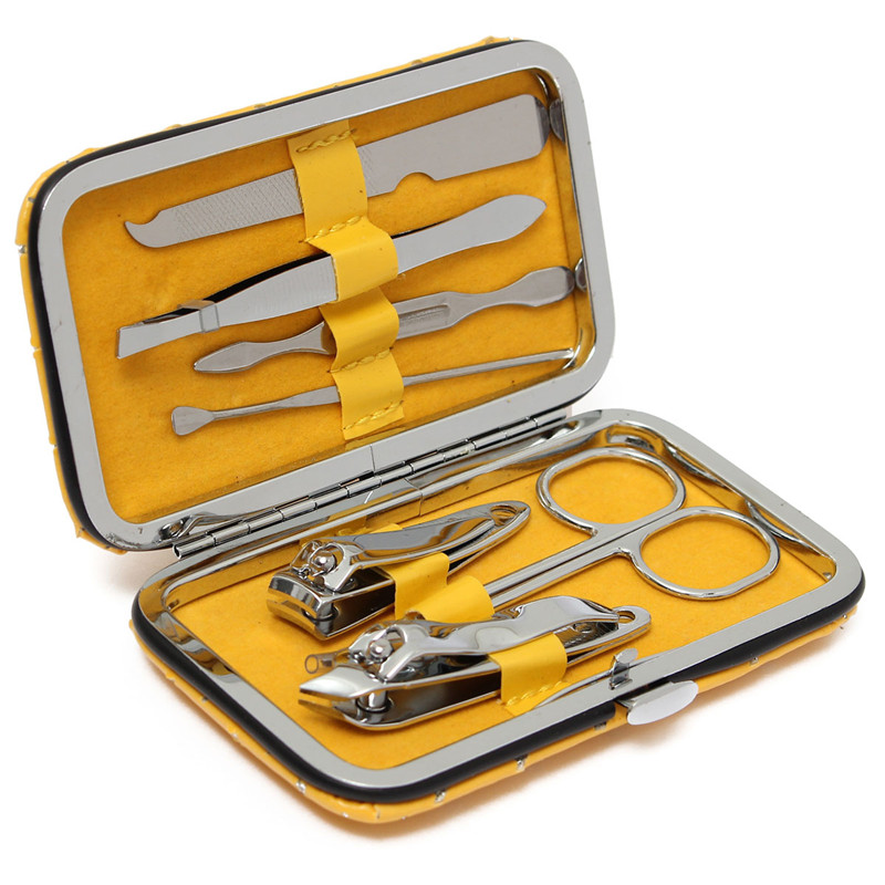 new 7pcs nail clipper nipper cutter manicure pedicure set kit 7 in 1 yellow case excellent quality new 7pcs nail clipper nipper cutter manicure pedicure set kit 7 in 1 yellow case excellent quality