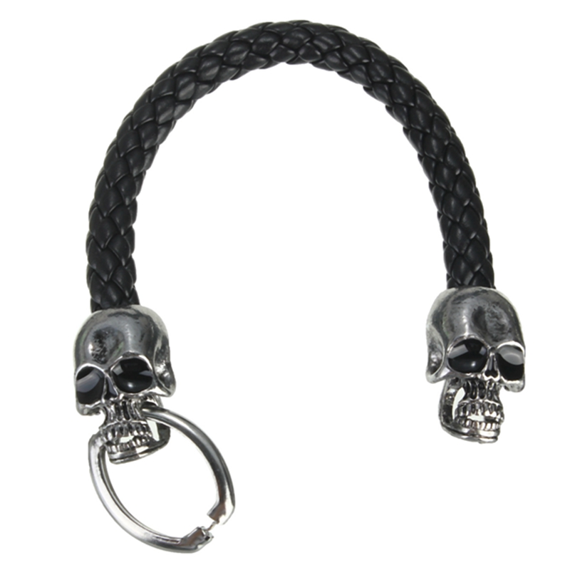 new arrival fashion trendy mens black tone skeleton skull stainless steel leather bracelet great gift