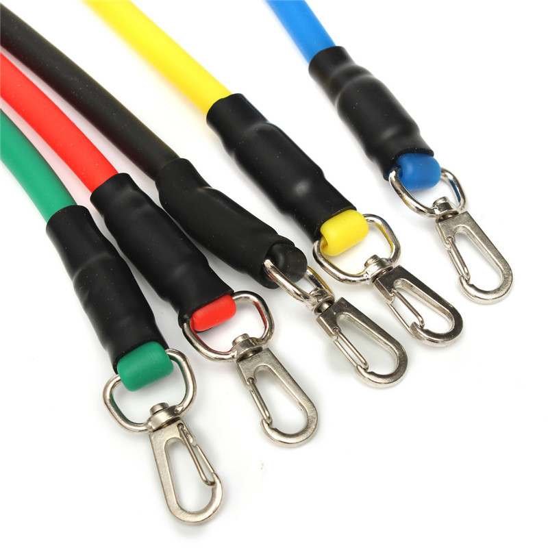 new arrival practical 11pcs resistance tube set gym fitness exercise workout heavy handles yoga band pull rope training cordages