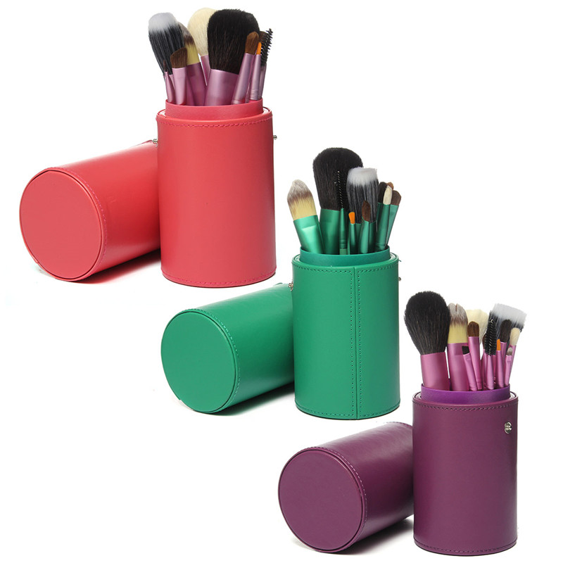 new arrival pro 13 pcs powder blush makeup brush cosmetic brushes set kit + cup holder case