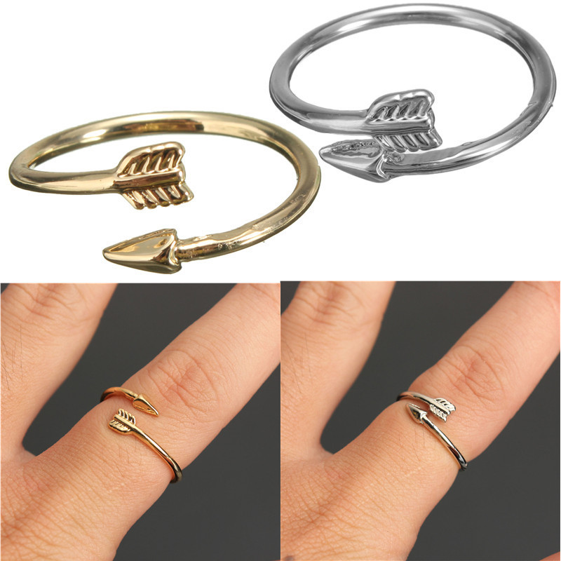 new arrival top selling fashion sliver gold an arrow through a heart adjustable finger ring valentine's day gift women jewelry