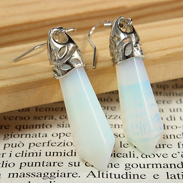 new classical vintage natural stone hexagonal pendulum beads column dangle earring eardrop fashion ladies women jewelry