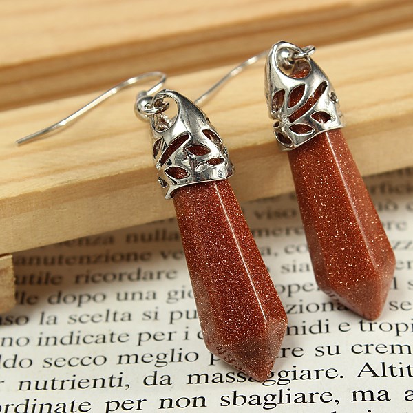 new classical vintage natural stone hexagonal pendulum beads column dangle earring eardrop fashion ladies women jewelry