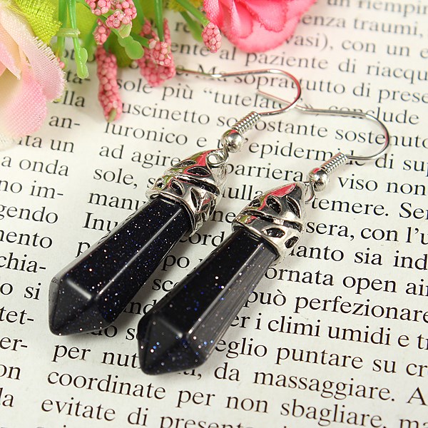 new classical vintage natural stone hexagonal pendulum beads column dangle earring eardrop fashion ladies women jewelry
