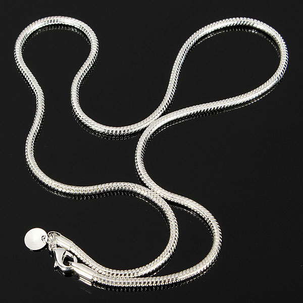 new fashion 22inches silver plated snake chain couples necklace italian style polish jewelry for birthday gif new fashion 22inches silver plated snake chain couples necklace italian style polish jewelry for birthday gif