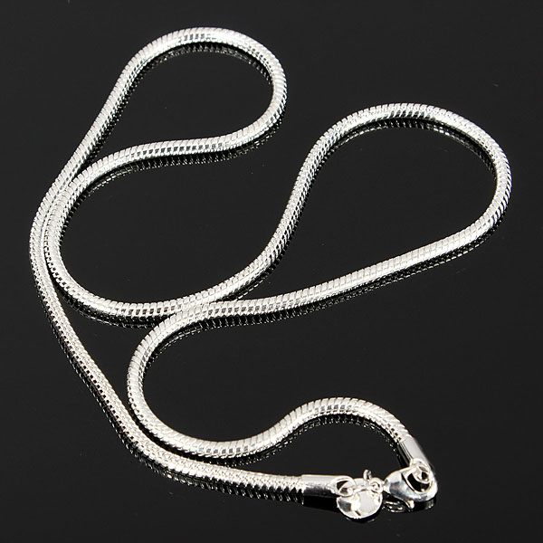 new fashion 22inches silver plated snake chain couples necklace italian style polish jewelry for birthday gif