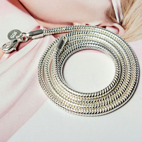 new fashion 22inches silver plated snake chain couples necklace italian style polish jewelry for birthday gif