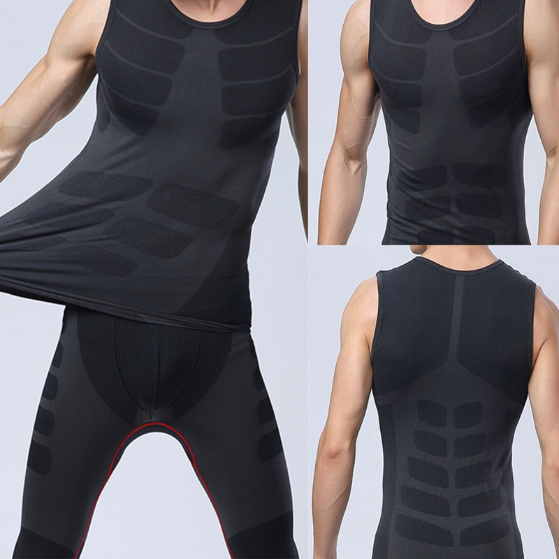 new fashion design men compression sleeveless sports tight shirts fitness gym base layer tops m-l-xl black for sport running new fashion design men compression sleeveless sports tight shirts fitness gym base layer tops m-l-xl black for sport running