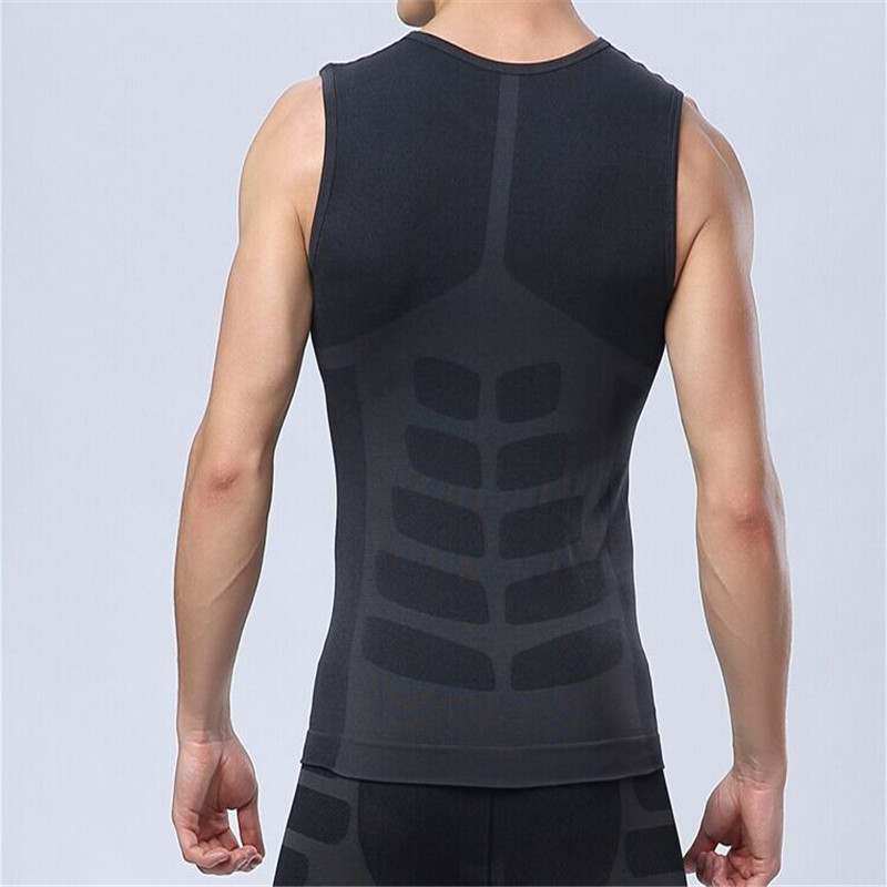 new fashion design men compression sleeveless sports tight shirts fitness gym base layer tops m-l-xl black for sport running