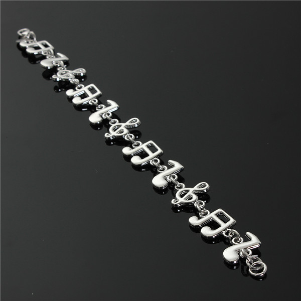 new jewelry fashion sterling 925 silver pleated alloy charm cute music note chain bracelet bangle gift for women