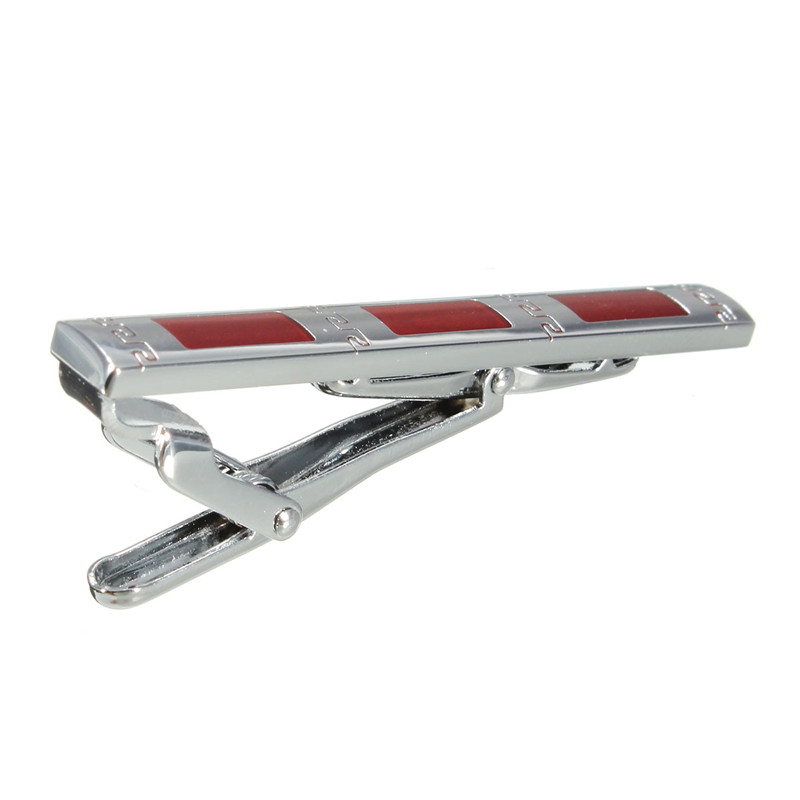 new modern red&silver men metal necktie tie bar clasp clip clamp pin fashion simple wedding metal tie clips for men gift