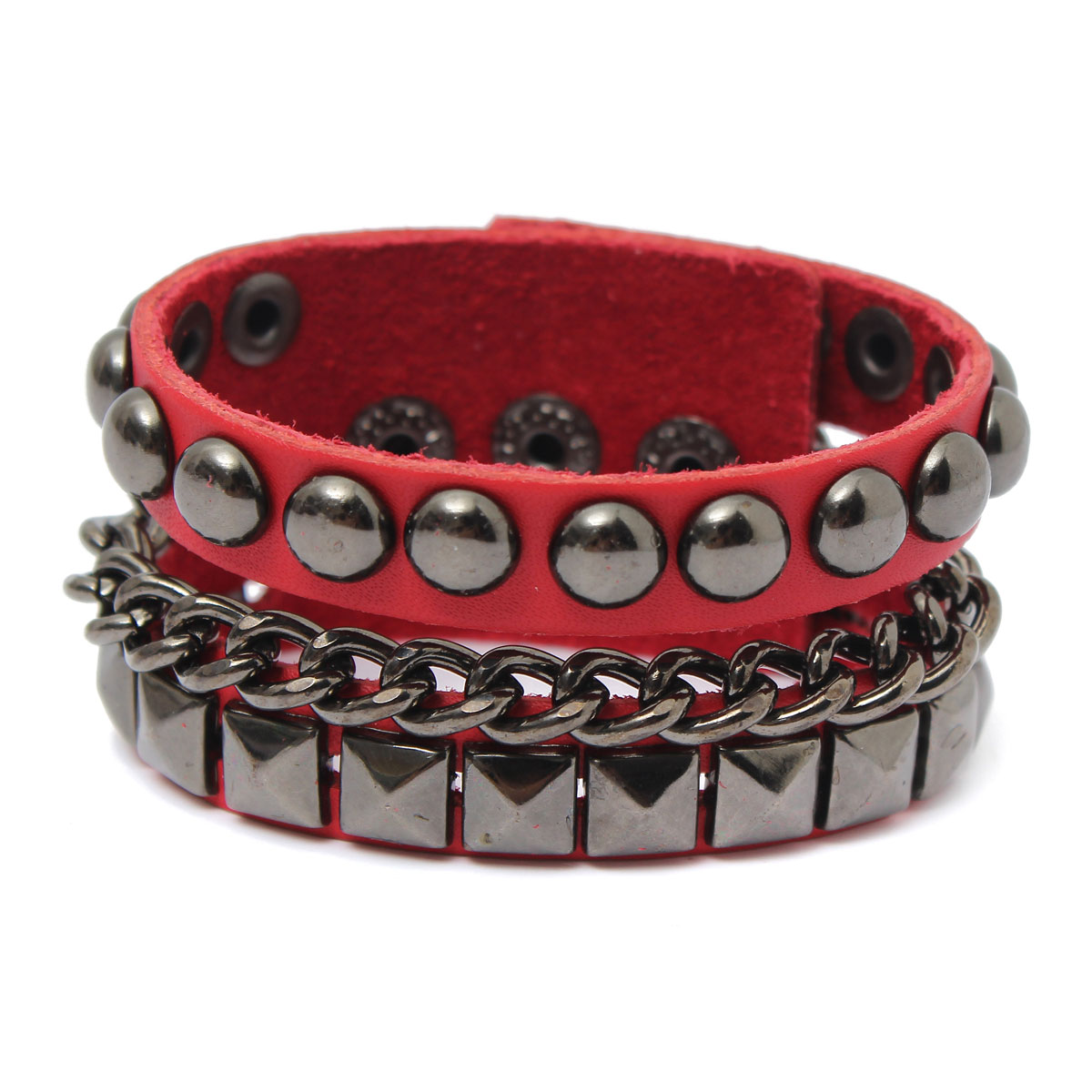 new rock punk unisex wristband metal studded leather personality bracelet cool fashion