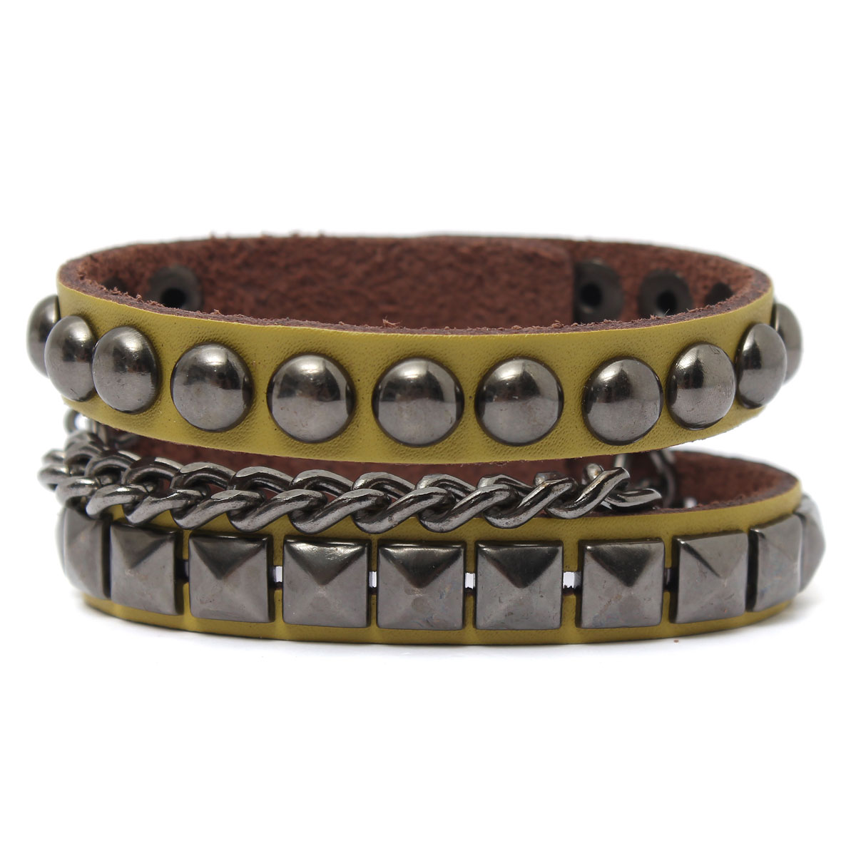 new rock punk unisex wristband metal studded leather personality bracelet cool fashion