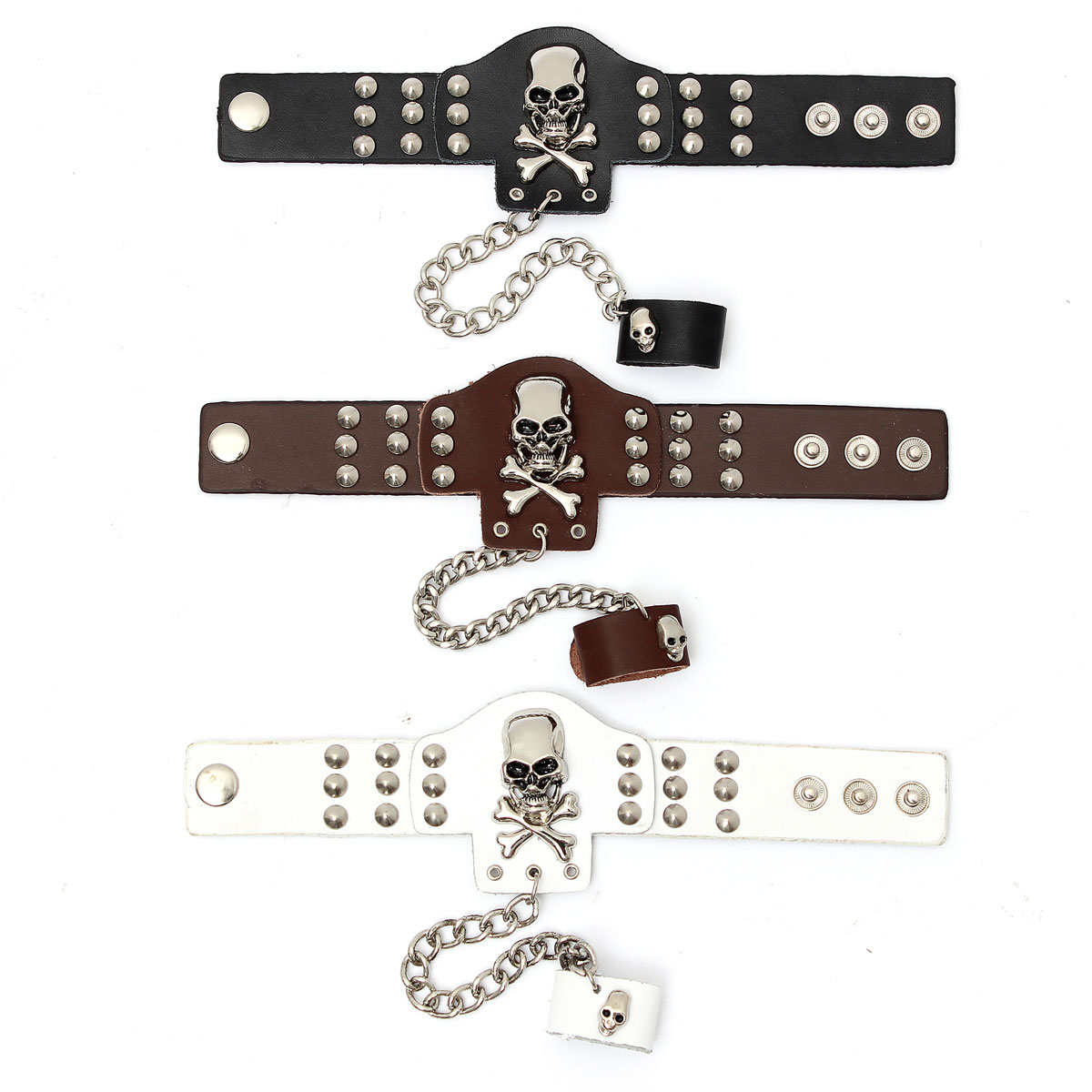 new rock punk unisex wristband metal studded leather skull bracelet cool street fashion
