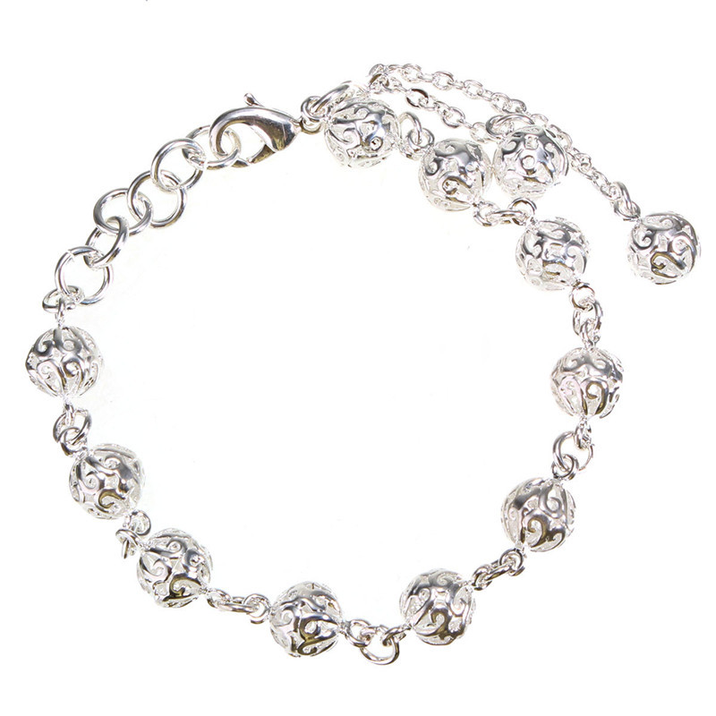 new stylish 2015 fashion jewelry silver hollow out lucky beads chain bracelet bangle gift for women girl new stylish 2015 fashion jewelry silver hollow out lucky beads chain bracelet bangle gift for women girl