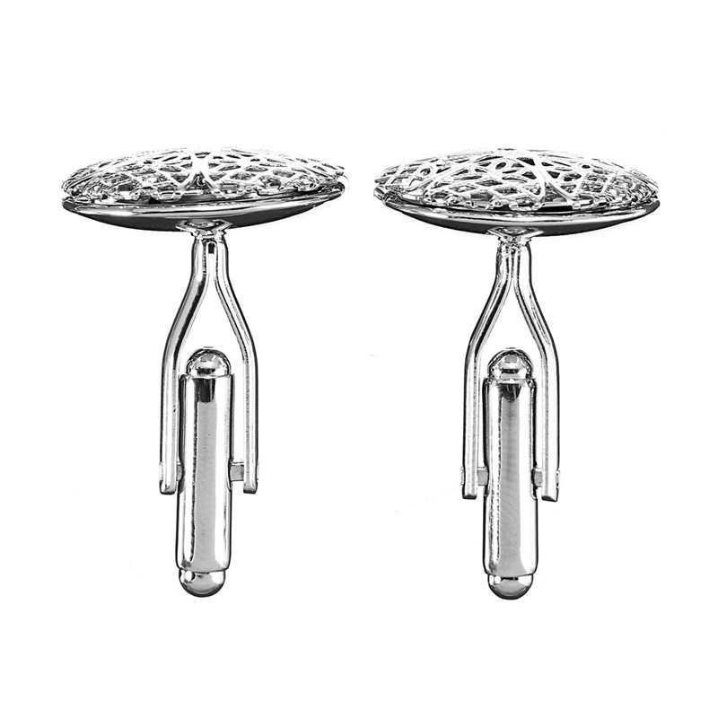 new stylish high standard vintage gentleman's wedding gift hollow out pattern copper cufflinks silver business cufflink