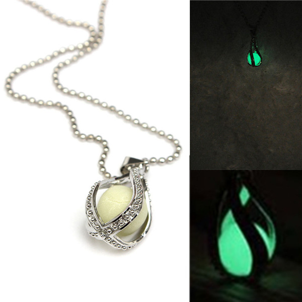 new the little mermaids teardrop glow in the dark pendant necklace girls women valentine gift