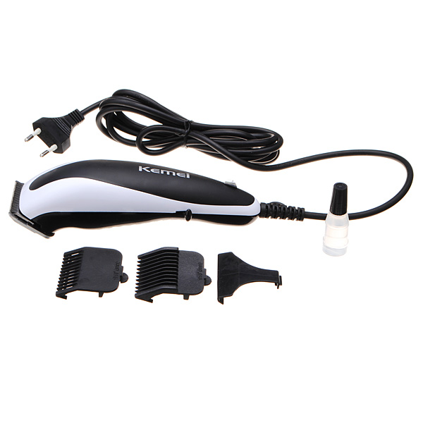 portable and durable stainless steel kemei km-08-51 professional electric wired hair trimmer clipper barber tools black+white
