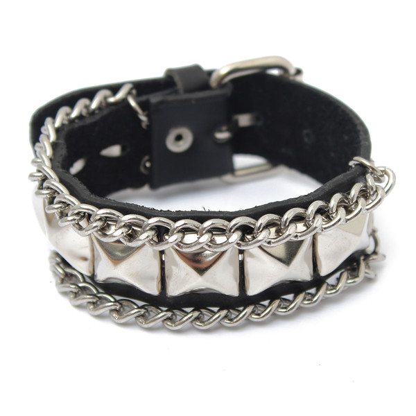 punk unisex women men wristband metal studded leather bracelet cool 16mm black punk unisex women men wristband metal studded leather bracelet cool 16mm black