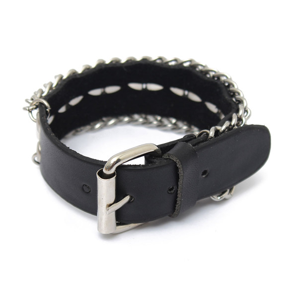 punk unisex women men wristband metal studded leather bracelet cool 16mm black