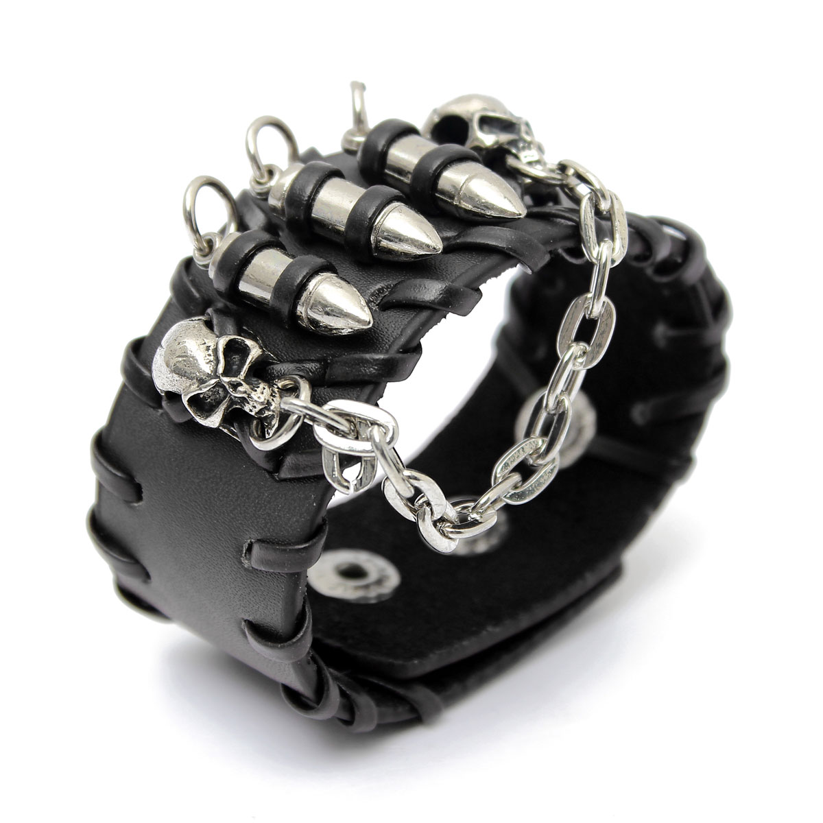 rock punk unisex wristband braided rope leather skull bracelet cool fashion new
