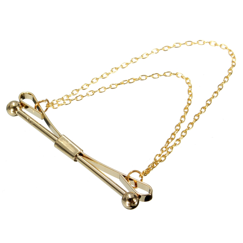 stylish fashion men copper silver gold shirt collar clip brooch with chains tie bow clip clasp suit broche bar party gift