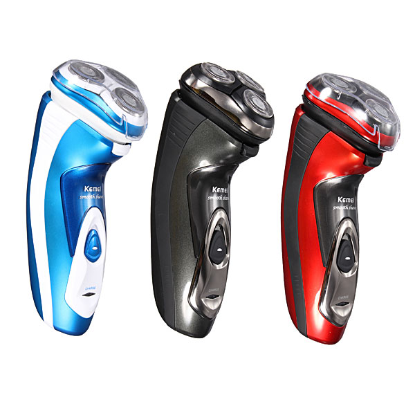 top quanlity modern style kemei electric rechargeable mens shaver beard mustache washable 3 head rotary wet dry 3 colors