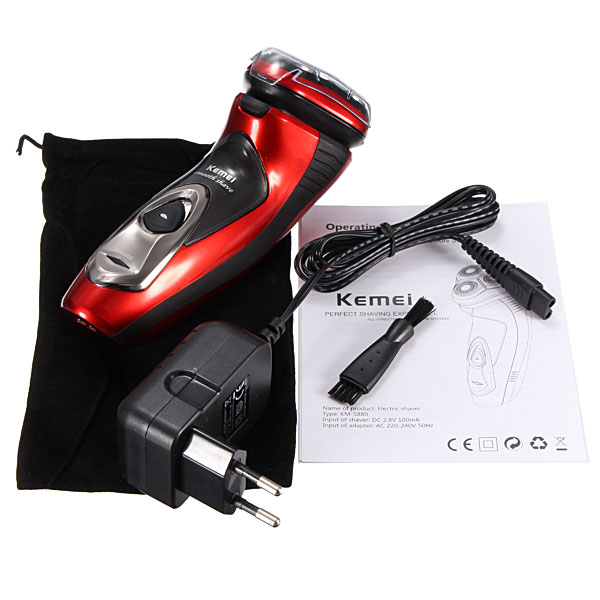 top quanlity modern style kemei electric rechargeable mens shaver beard mustache washable 3 head rotary wet dry 3 colors