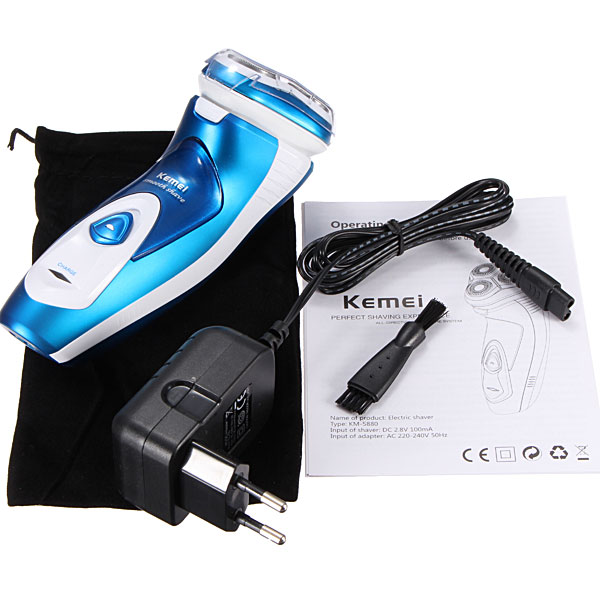 top quanlity modern style kemei electric rechargeable mens shaver beard mustache washable 3 head rotary wet dry 3 colors