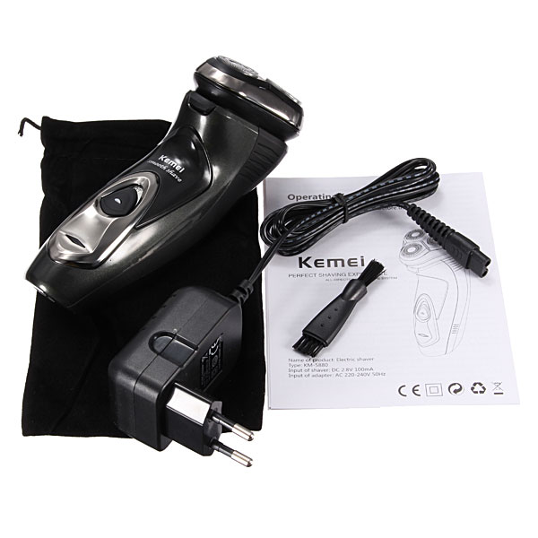 top quanlity modern style kemei electric rechargeable mens shaver beard mustache washable 3 head rotary wet dry 3 colors