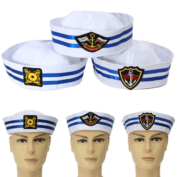 unisex yacht boat captain sailor hat navy marine cap military anchor picture polyester skipper costume party new