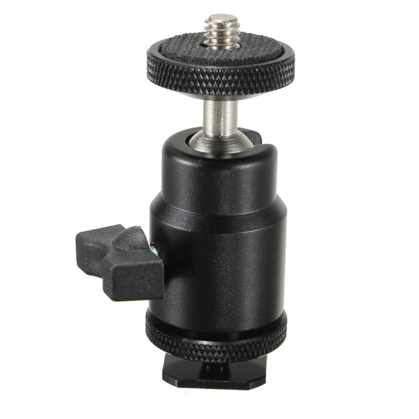 360 swivel load mini shoe bracket ballhead holder stand 1/4 screw for dslr camera tripod head