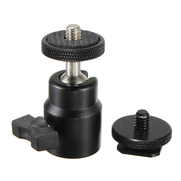 360 swivel load mini shoe bracket ballhead holder stand 1/4 screw for dslr camera tripod head
