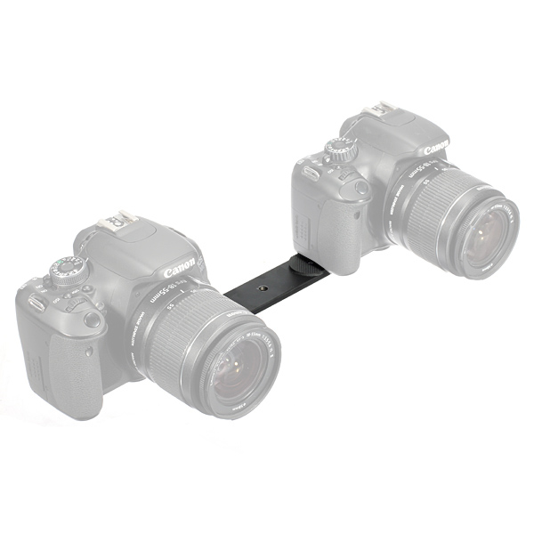 digital slr bracket camera holder flash mount for 1/4 screw tripod light stand with 2 shoe adapter po studio accessories