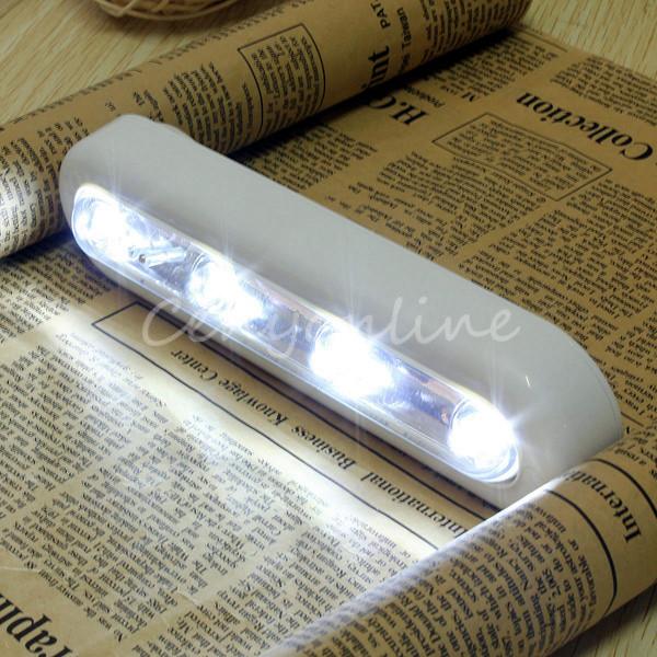 gbeautiful design white cordless batteries under cabinet push tap touch stick on night 4 - led light lamp emergency working
