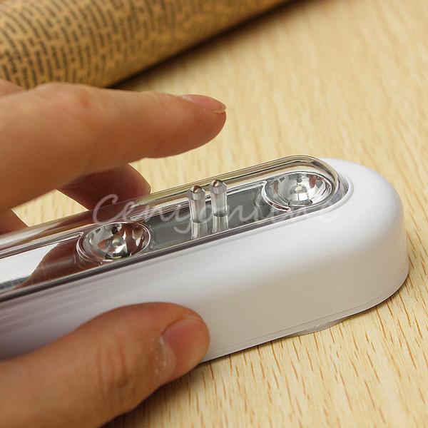 gbeautiful design white cordless batteries under cabinet push tap touch stick on night 4 - led light lamp emergency working