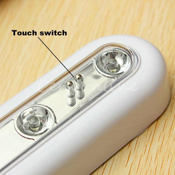gbeautiful design white cordless batteries under cabinet push tap touch stick on night 4 - led light lamp emergency working