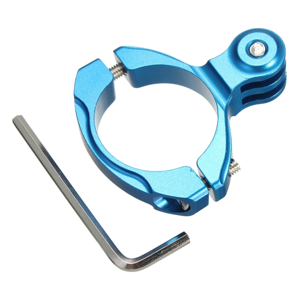 silver blue round shape aluminum bike handlebar mount clamp adapter tripods for gopro hero 2 3 3+ camera