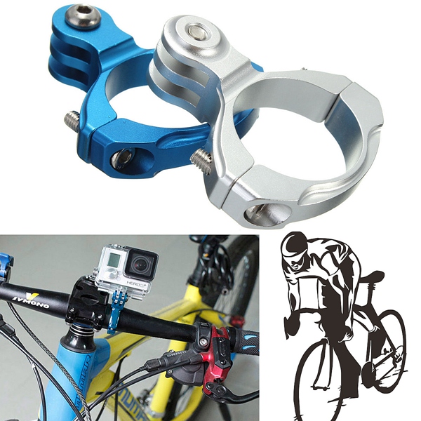 silver blue round shape aluminum bike handlebar mount clamp adapter tripods for gopro hero 2 3 3+ camera