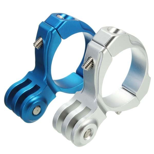 silver blue round shape aluminum bike handlebar mount clamp adapter tripods for gopro hero 2 3 3+ camera