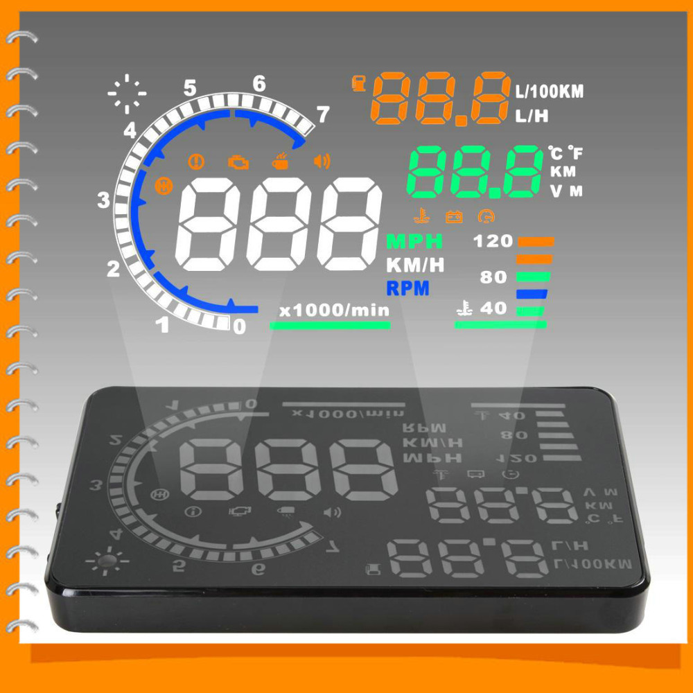 5.5" large screen car hud head up display system obd2 obd ii plug & play a8 auto car hud head up speed display 5.5" large screen car hud head up display system obd2 obd ii plug & play a8 auto car hud head up speed display