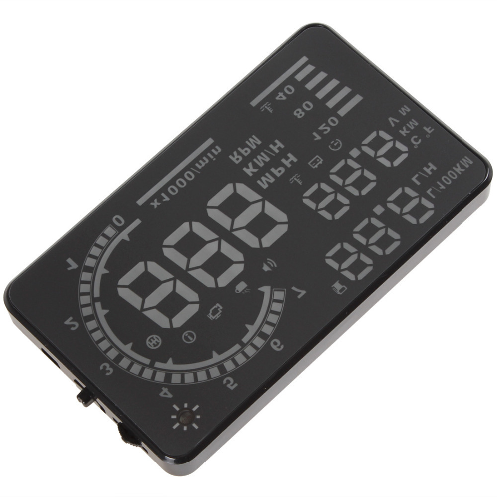 5.5" large screen car hud head up display system obd2 obd ii plug & play a8 auto car hud head up speed display