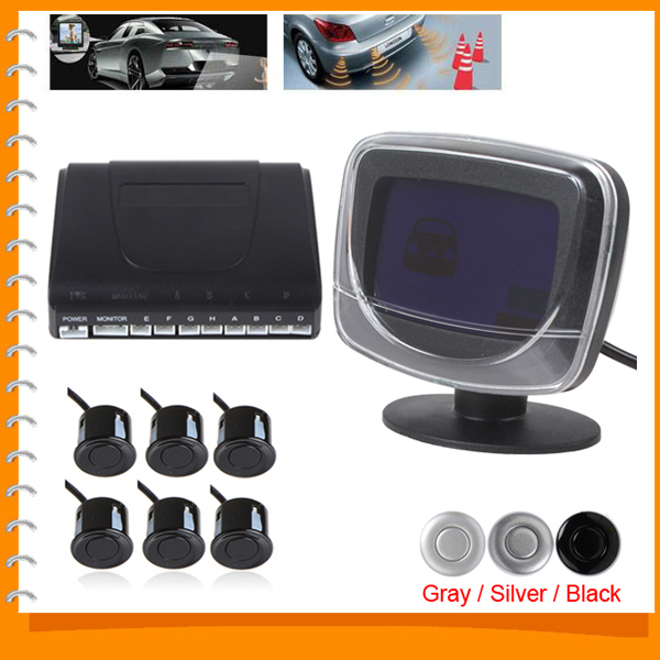 6 x waterproof beep alert front rear view car parking sensors system reverse backup radar kit + lcd display monitor 6 x waterproof beep alert front rear view car parking sensors system reverse backup radar kit + lcd display monitor