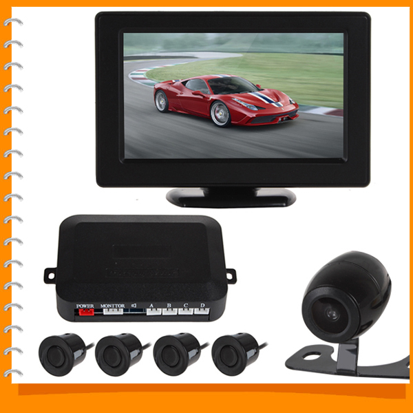 auto car parking system - 4.3 inch digital tft lcd car rear view monitor + 4 x backup sensors + 1 x rearview reverse camera