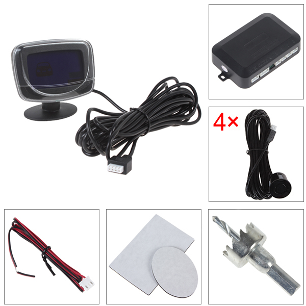dual cpu sytem car parking sensor system weatherproof lcd vehicle auto car reverse 4 parking sensor kit with step-up alarm